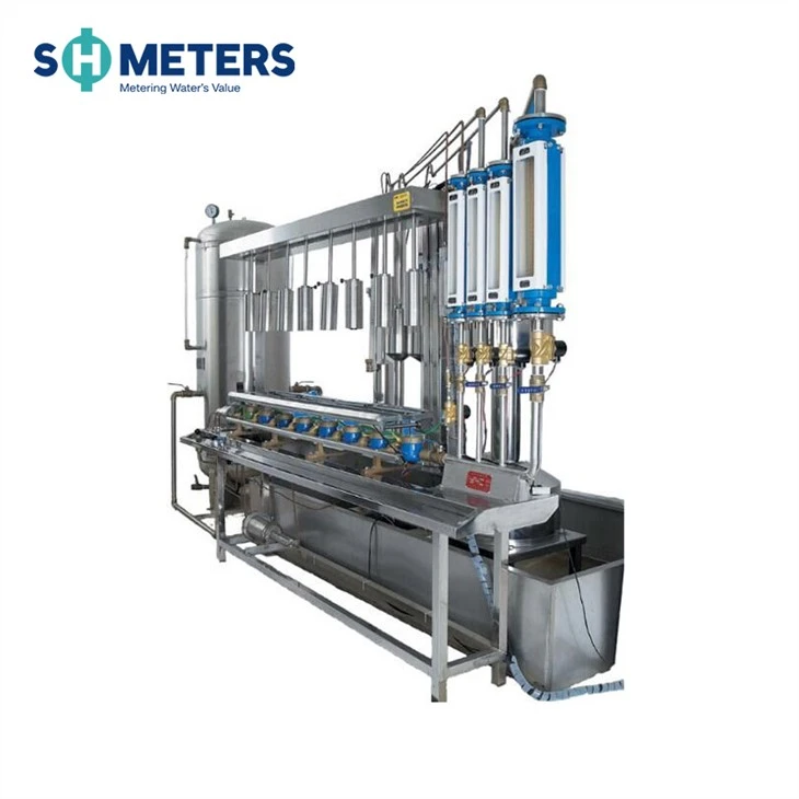 Banco de pruebas de medidores de agua de acero inoxidable de serie doble para detección mecánica de medidores de agua