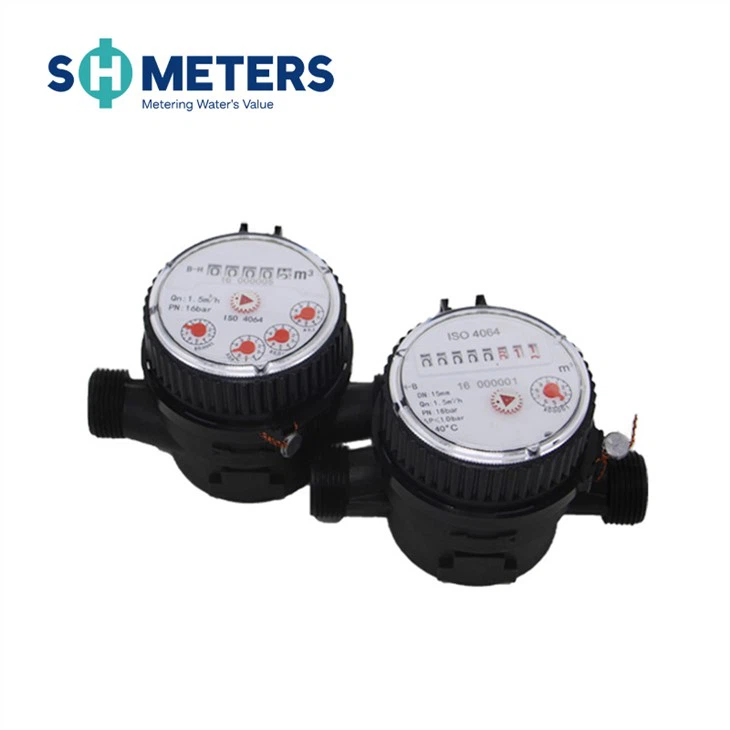 Hot Water Dry Dial Plastic 1/2 Inch Size Domestic Single Jet Water Meter Hot Water Dry Dial Plastic 1/2 Inch Size Domestic Single Jet Water Meter