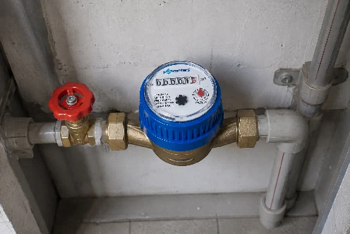 mechanical water flow meter installed in residential building corridor mechanical water flow meter installed in residential building corridor